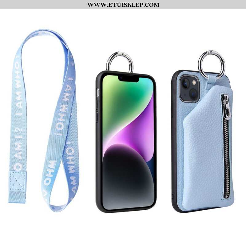 Etui do iPhone 14 Plus Odpinany Uchwyt Na Kartę Z Zamkiem Błyskawicznym